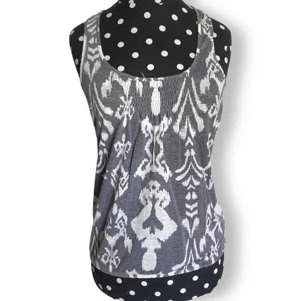 American‎ Eagle Outfitters Womens Tank Top Size XS Gray Cream Damask Ikat - Image 3
