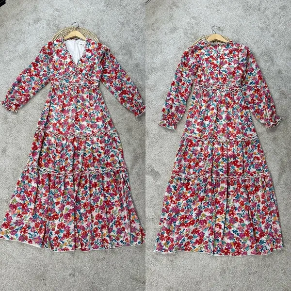 bohme Women’s Kendal Floral Maxi Dress Longsleeve V-Neck in Multicolor Size XS - Image 2