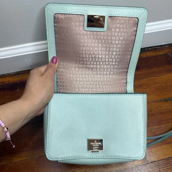 kate spade Mint Green Pebbled Leather Crossbody with Chain Strap - Image 5