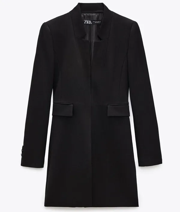 Zara Outerwear Inverted Lapel Frock Coat Blazer BLACK NEW - Image 11