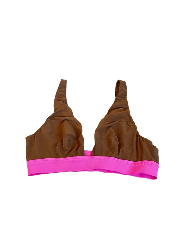 Aerie Smoothez Plunge Mesh Bralette Brown Hot Pink Seamless Loungewear Casual - Image 2