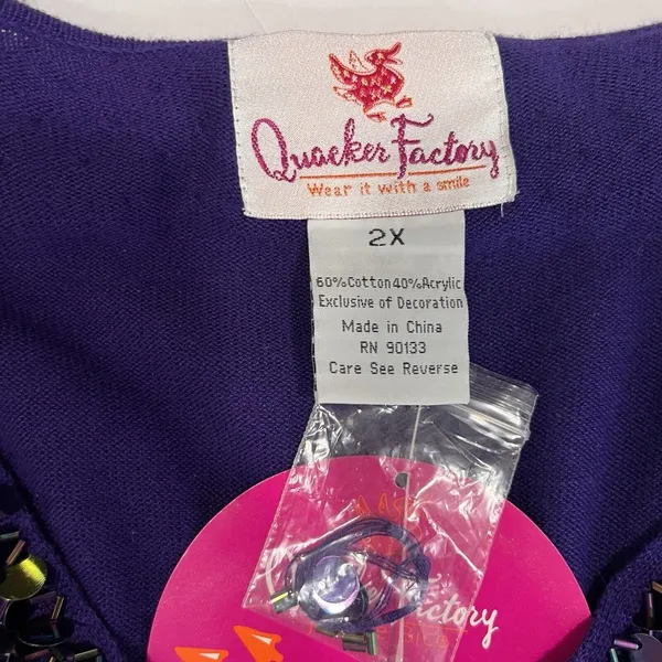 NWT‎ Quacker Factory Purple Beaded Sequins Long Sleeve Knit Top Size 2X - Image 10