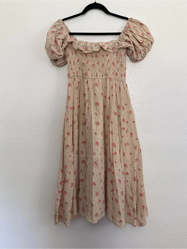 NEW R.Vivimos Womens Summer Floral Print Puff Sleeve Dress Medium 8/10 - Image 4