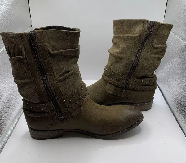 Matisse Outback Mid Calf Boots size 7.5M tan brow leather Buckle - Image 5