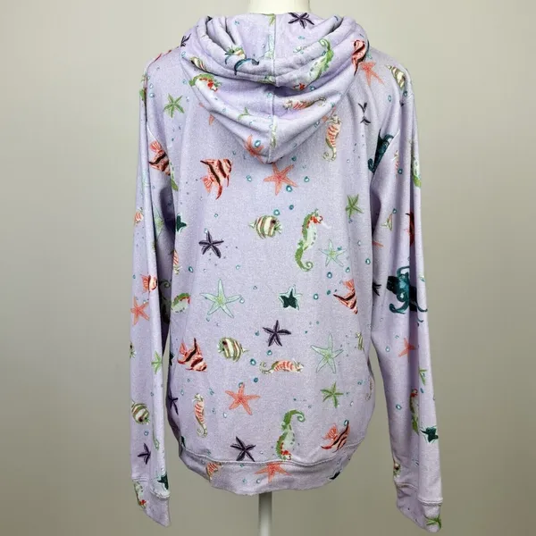 Hill House Allie Zip Up Hoodie Sweatshirt Sea Creatures Terry Purple Small NWT - Image 5