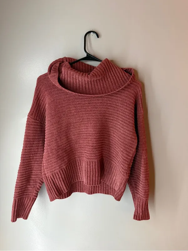 Pink Rose Dusty Rose Cowl Neck Knit Sweater - Image 3