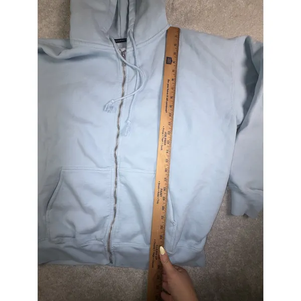 Brandy Melville Christy Hoodie Oversized Full Zip Womens One Size Light Blue - Image 9