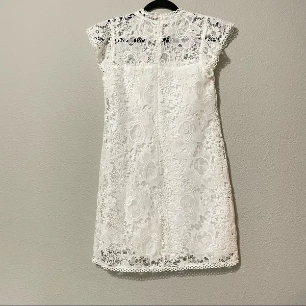 Cupcakes & Cashmere White Lace Cap Sleeve Sheath Dress Mini M Formal Bridal NEW - Image 9