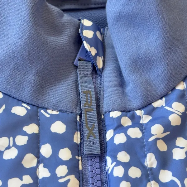 RLX Ralph Lauren Quilted Vest Womens M Pockets Blue Floral Print‎ Zip Puffer - Image 4