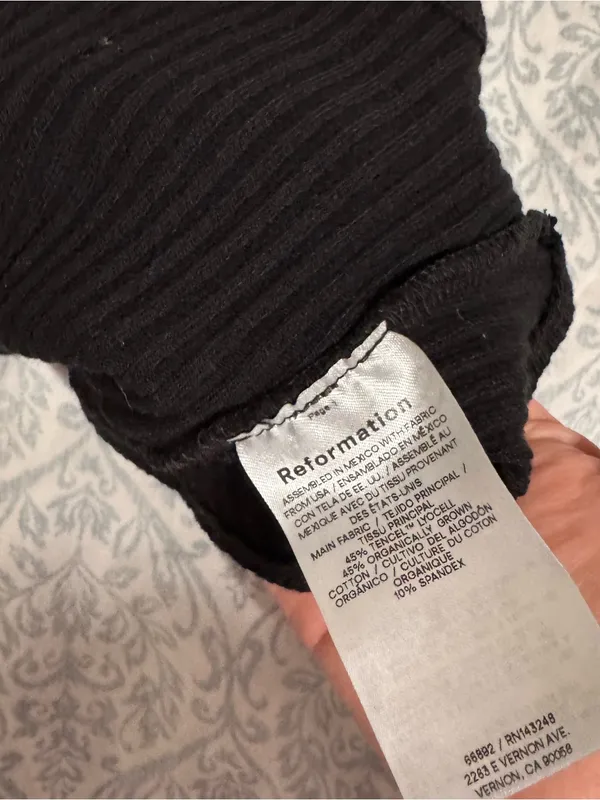 Reformation Ramona Asymmetrical Knit Ribbed Halter Tank Top - Image 7