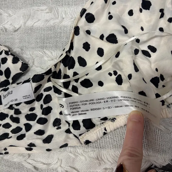 Bershka Black White Spot Satin Backless Halter Top Exposed Back Sz M Party Beach - Image 7