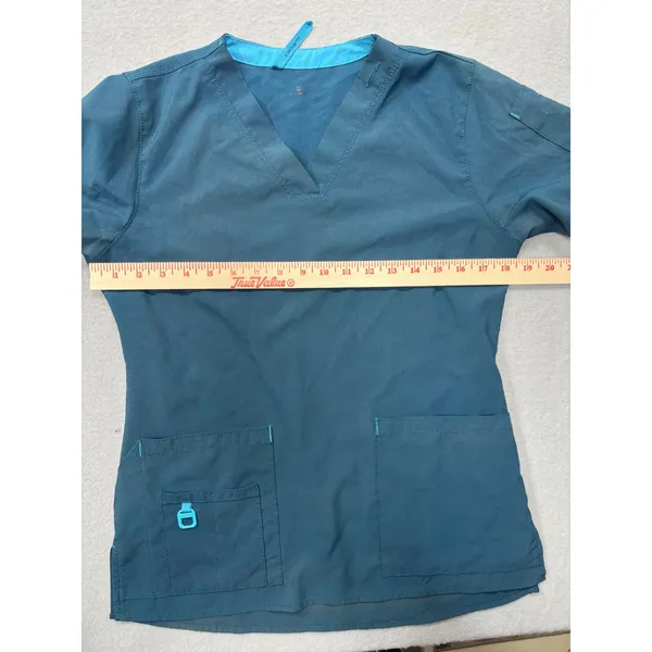 Carhartt Scrub Top V-Neck Teal Blue Medical Uniform Workwear Top Size S‎ - Image 9