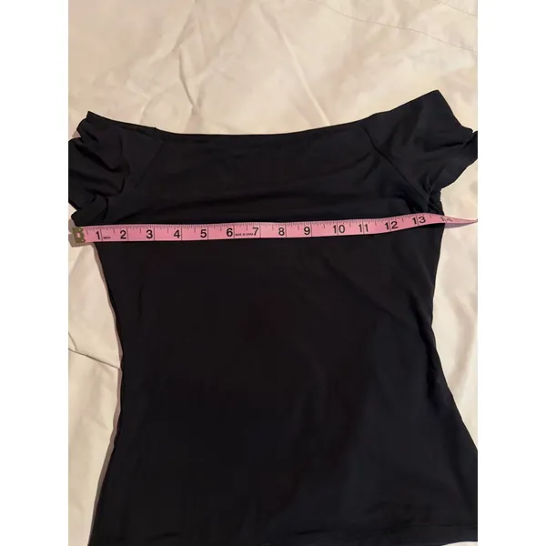 Unbranded Black Off The Shoulder‎ Short Sleeve Boat Neck Slim Fit Top Small - Image 4