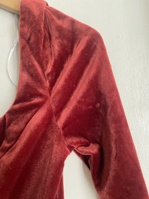 Lulus Forever Sensational Rust Brown Velvet Long Sleeve Maxi Dress - Image 8