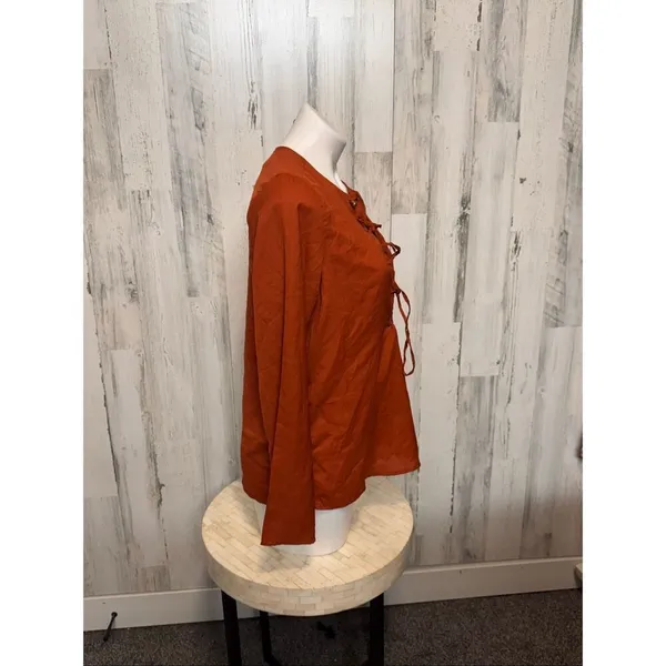 Truth NYC Rust Orange Lace-Up Blouse Women’s Size M - Image 8