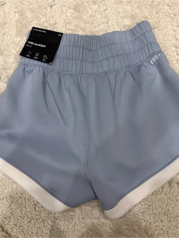 Abercrombie YPB neoKNIT Ultra High Rise Light Blue Athletic Shorts XXS Pockets - Image 5