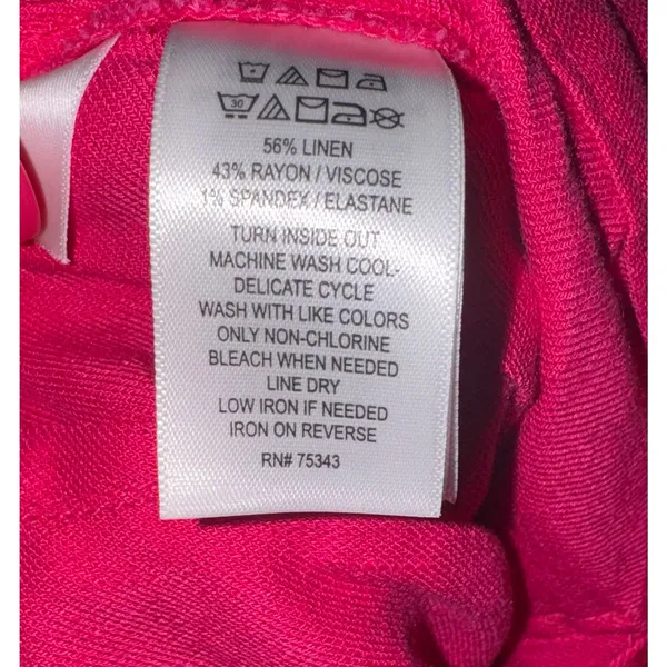 Nicole Miller Linen Blend Barbie Pink Pants Women's 6 Resort‎ Beach Lightweight - Image 7