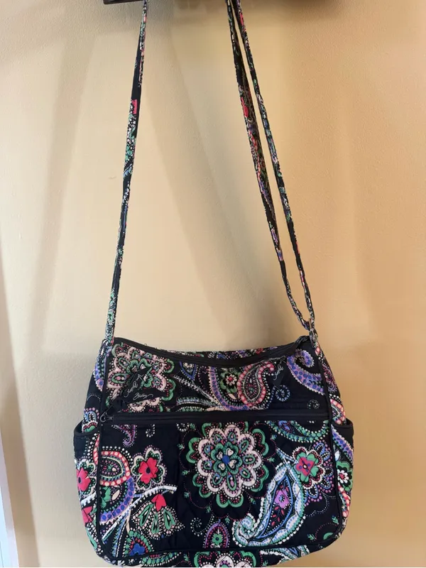 Vera Bradley Quilted Paisley Crossbody in Navy with Pink, Green & Blue Accents - Image 2