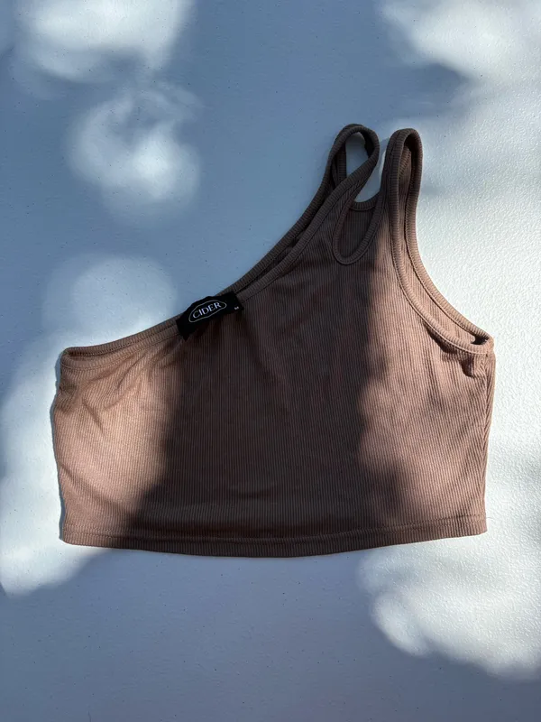 Brown asymmetrical Cider crop top - Image 2