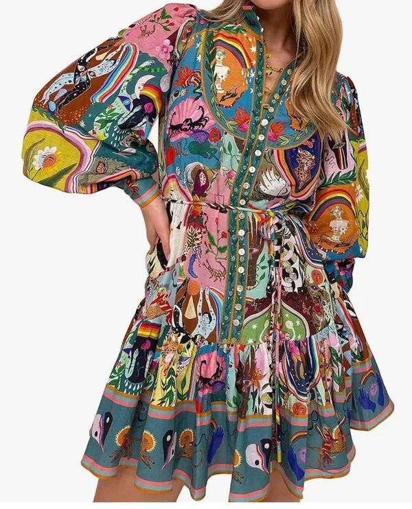 Women’s Patterned Shift Dress - Image 2