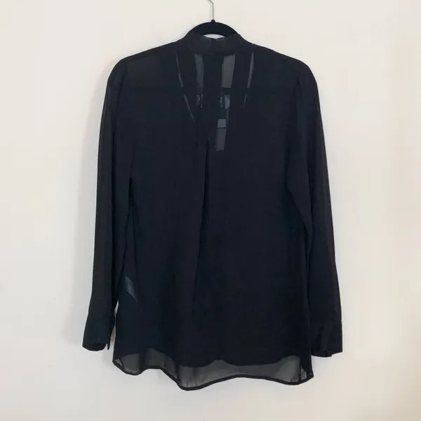 NWT Sheer Black Tie Neck Blouse - Image 5