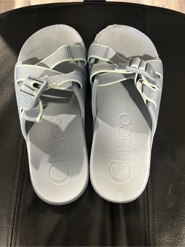 Chacos Women Pale Blue Slide Sandals with Mint Trim - Image 4