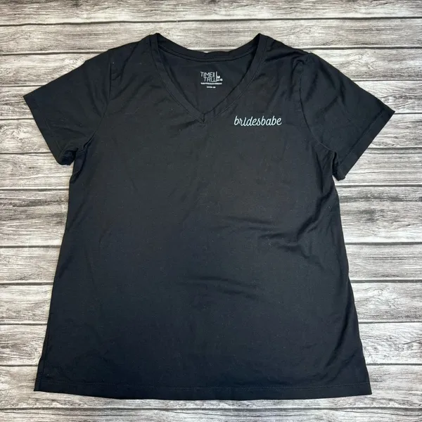 Time and Tru Women's Bridesbabe Tee Black Light Blue Medium Wedding Shirt - Image 11