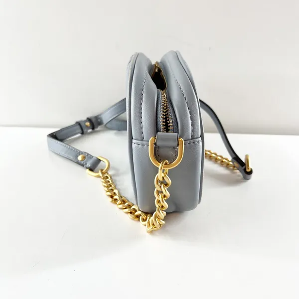 Tory Burch Kira Chevron Leather Small Crossbody Bag Purse Cloud Blue - Image 6