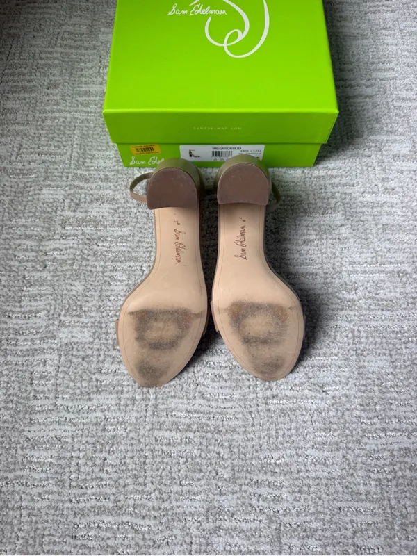 Sam Edelman Beige Ankle-Strap Block Heel Sandal - Image 5