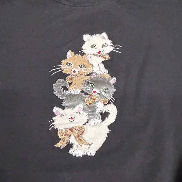 Decorated Originals Kitten Cat Stack Crewneck Sweatshirt Navy Blue Small - Image 2