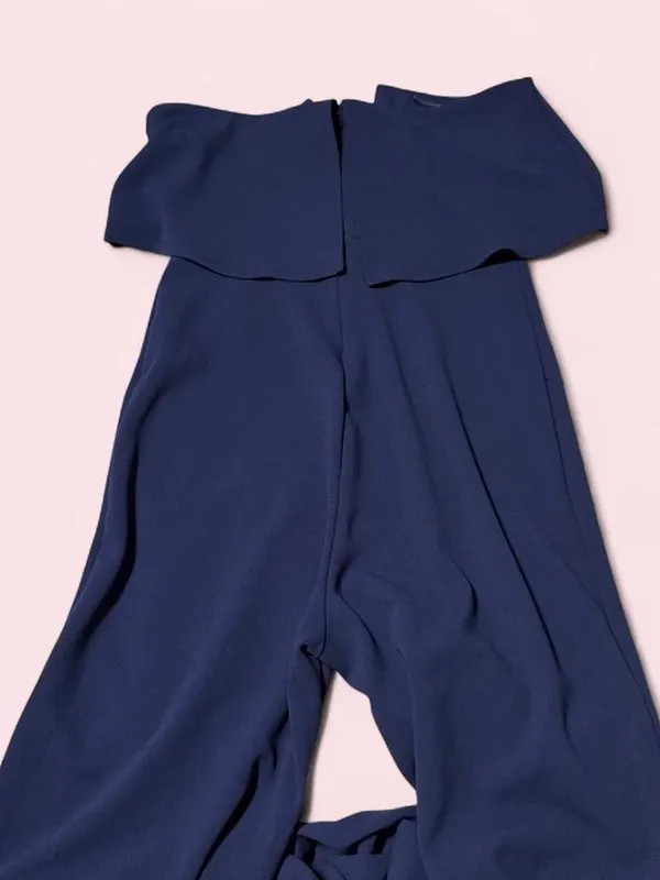 Lulu's Strapless Navy V-Notch Wide-Leg Jumpsuit - Image 5