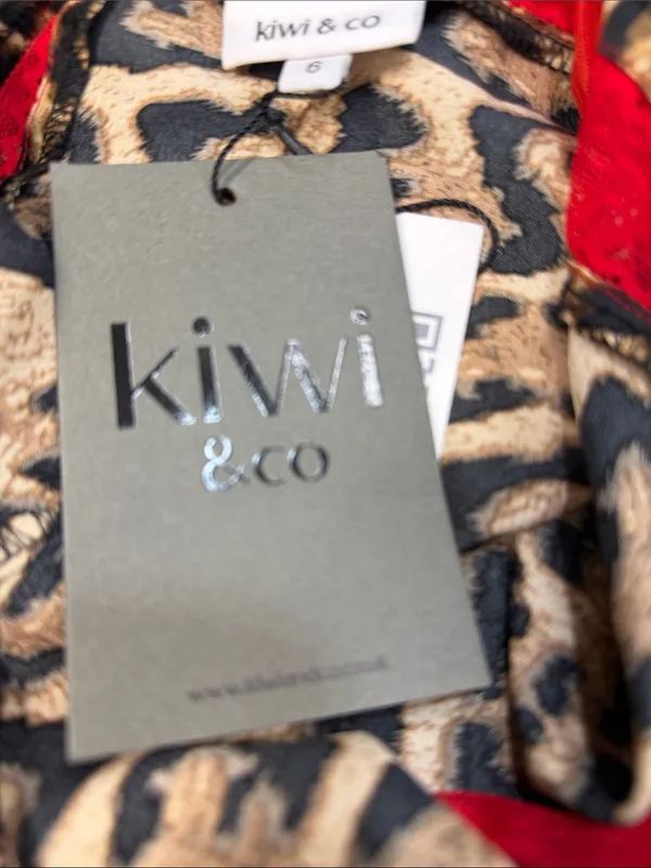 Kiwi & Co. NWT Cheetah Charm Leopard Print Red Lace Trim Mini Slip Dress - Image 6