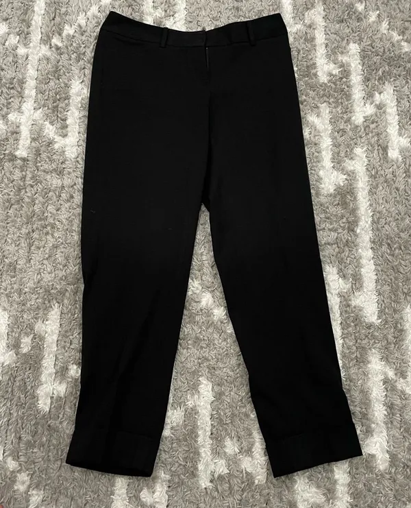 White House Black Market Legacy Tapered Ankle Cuffed Hem Pants Black 4 - Image 2