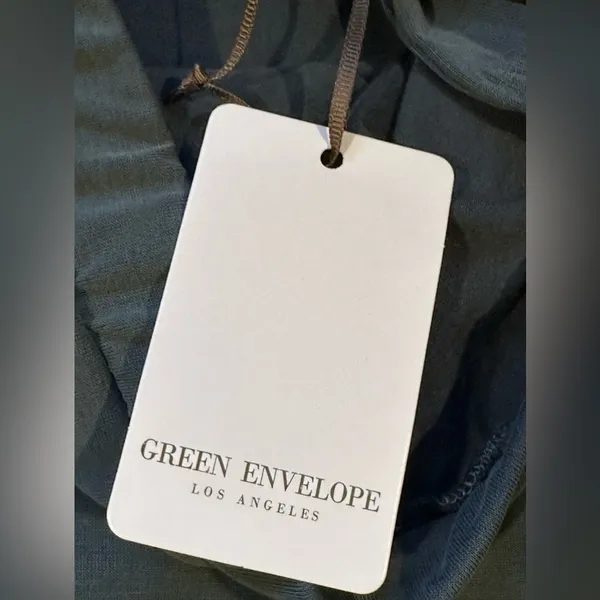Green Envelope Los Angeles NWTS Green Ruffle Drape Wrap Look Long SideTie SZ S - Image 9