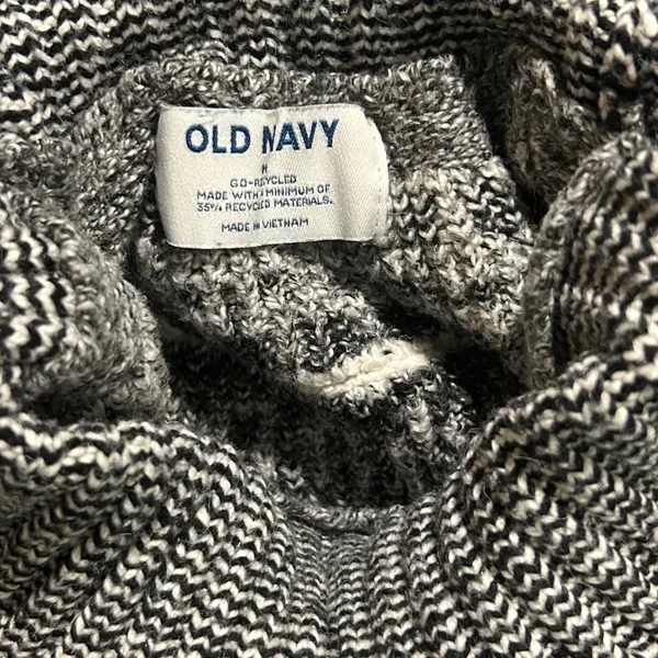 Old Navy Fair Isle Alpine Mock Neck Ski Sweater Women Black Gray M - Image 5