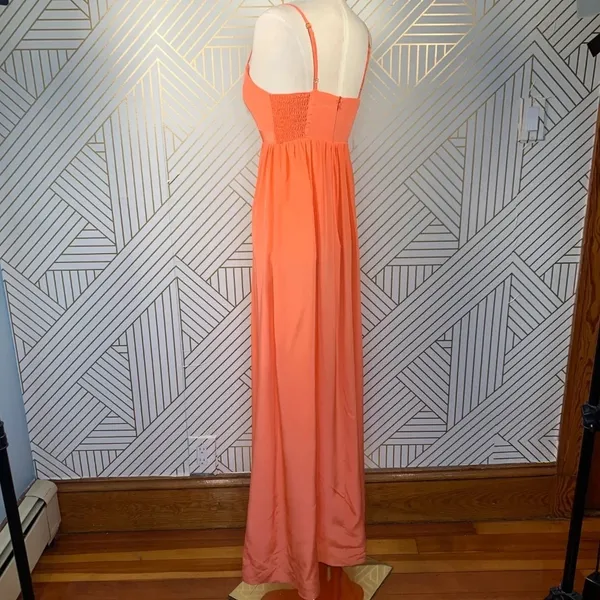 Amanda Uprichard Maxi Dress Sleeveless Embroidered Floral Silk Orange Size‎ XS - Image 8
