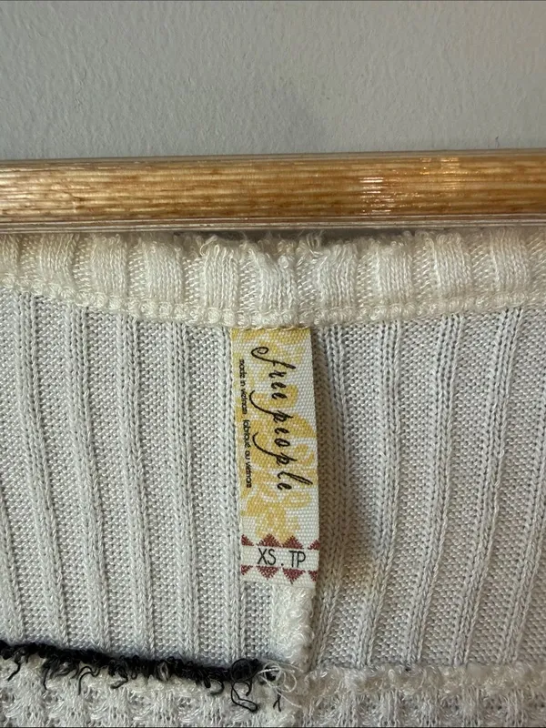 Free People Boho Striped Waffle Thermal Tunic Top Shirt - Image 3