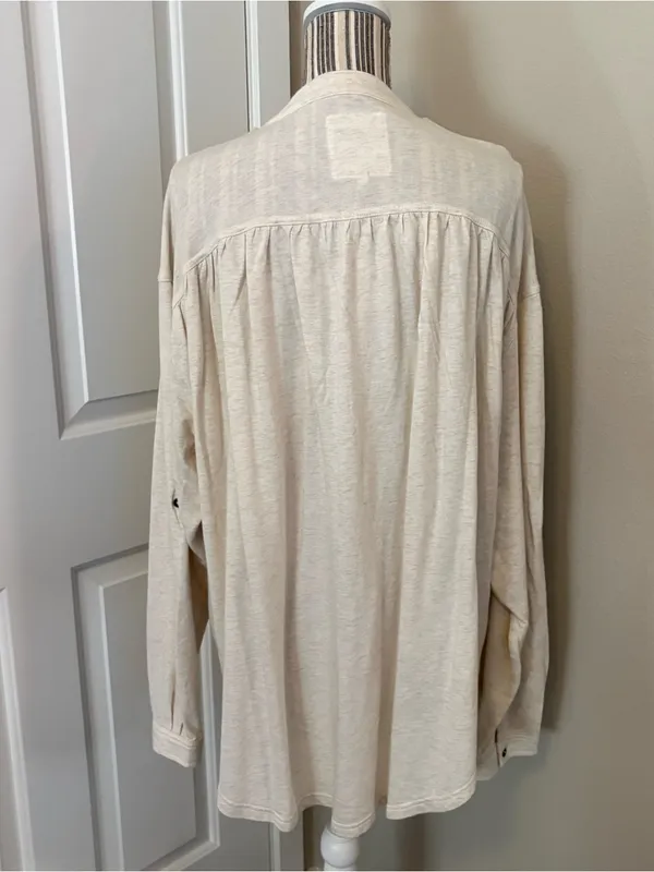 Aerie large oversized button up top layer comfy quiet luxury large preppy - Image 4