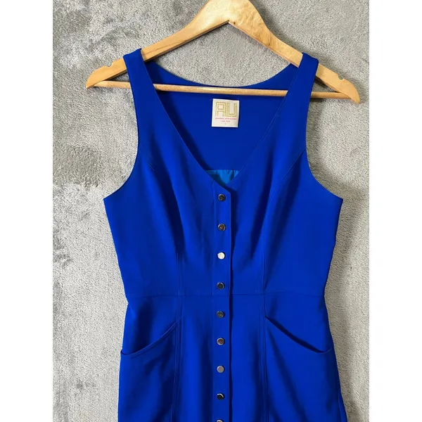 Amanda Uprichard Cobalt Blue Mini Dress‎ Button Front Preppy Chic Clean Girl SM - Image 2