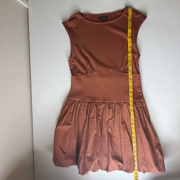 J Crew Bubble Hem Mixy Mini‎ Dress Large Terracotta Brown Old Money Mixed Media - Image 13