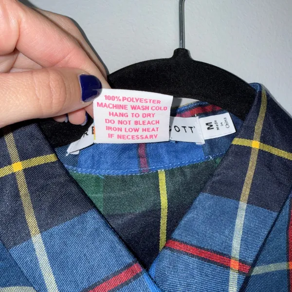 Gretchen Scott Plaid Puff Sleeve Blouse Women Medium Blue Excellent Tartan Top - Image 5