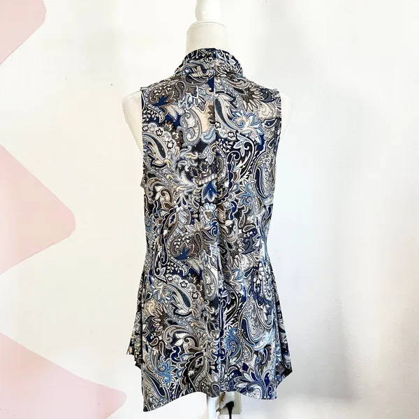 Y2k Asymmetrical Tank Top Sz Large 2000s Paisley Sequin Coachella Festival Retro - Image 2