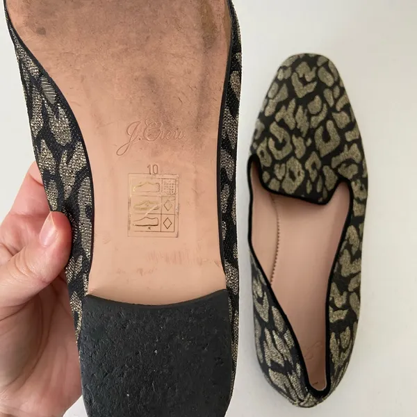 J. Crew women’s metallic leopard smoking slippers‎ loafers shoes size 10 - Image 5