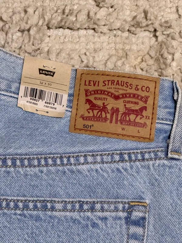 New Women’s Levi’s 501 High-Rise Straight Leg Chaps Two Tone Jeans, Size 32/30 - Image 11