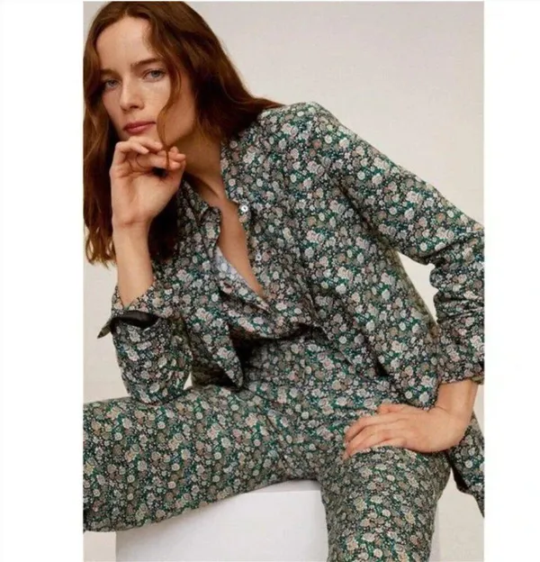Mango MNG Floral Print Longline Blazer One Button Oversized Women's XXS - Image 9