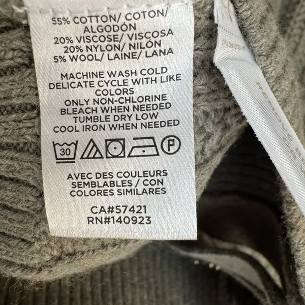 NWT LOFT Green Button-Up Cable Knit Preppy Cardigan Sweater Cotton Wool Blend - Image 7