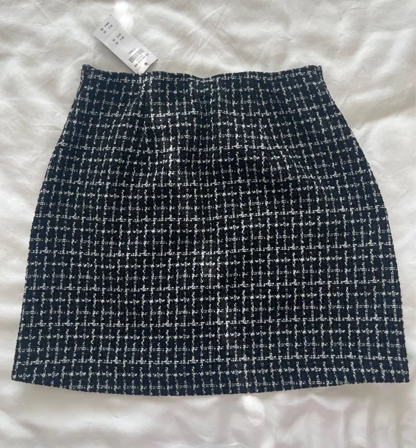 Abercrombie Tweed Skirt Mini Black White - Image 3