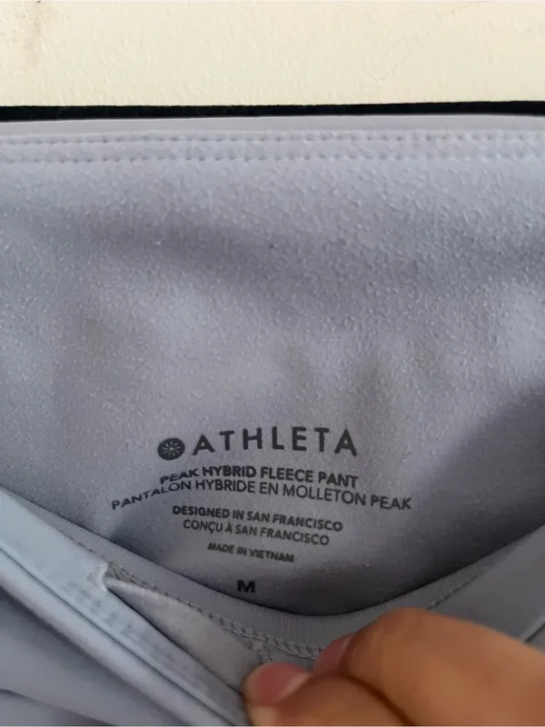 Athleta Peak Hybrid Fleece Wide Leg Flare Pants Medium Tall Gray Hiking Travel - Image 3