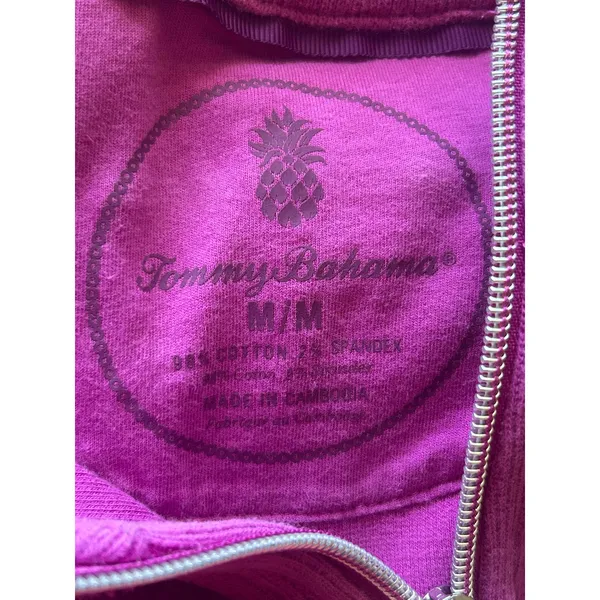 Tommy Bahama purple full zip sweatshirt Medium preppy vacation - Image 4