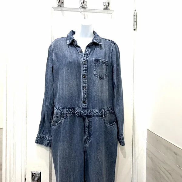 Universal Threads Denim Jumpsuit Womens Blue Medium Wash Button Front Size 8 - Image 2